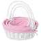 Vintiquewise White Round Willow Gift Basket, with Pink Gingham Liner and Handle- Set of 3 QI003820PK.3 - alternate 1